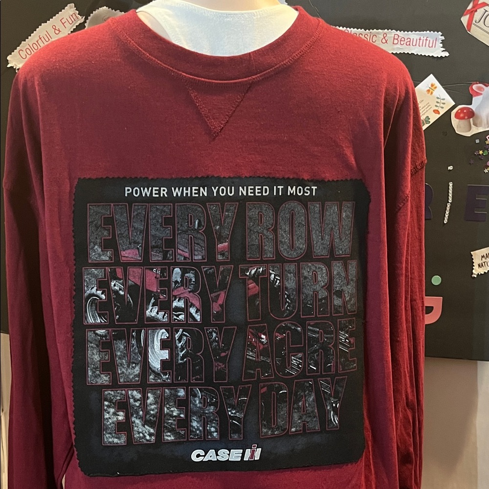 Case IH Red Graphic Sweatshirt with design on front and back.